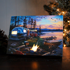 Happy Campers 8x6 Lighted Tabletop Canvas