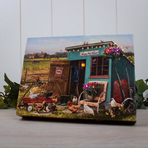 Happy Hen House 8x6 Lighted Tabletop Canvas