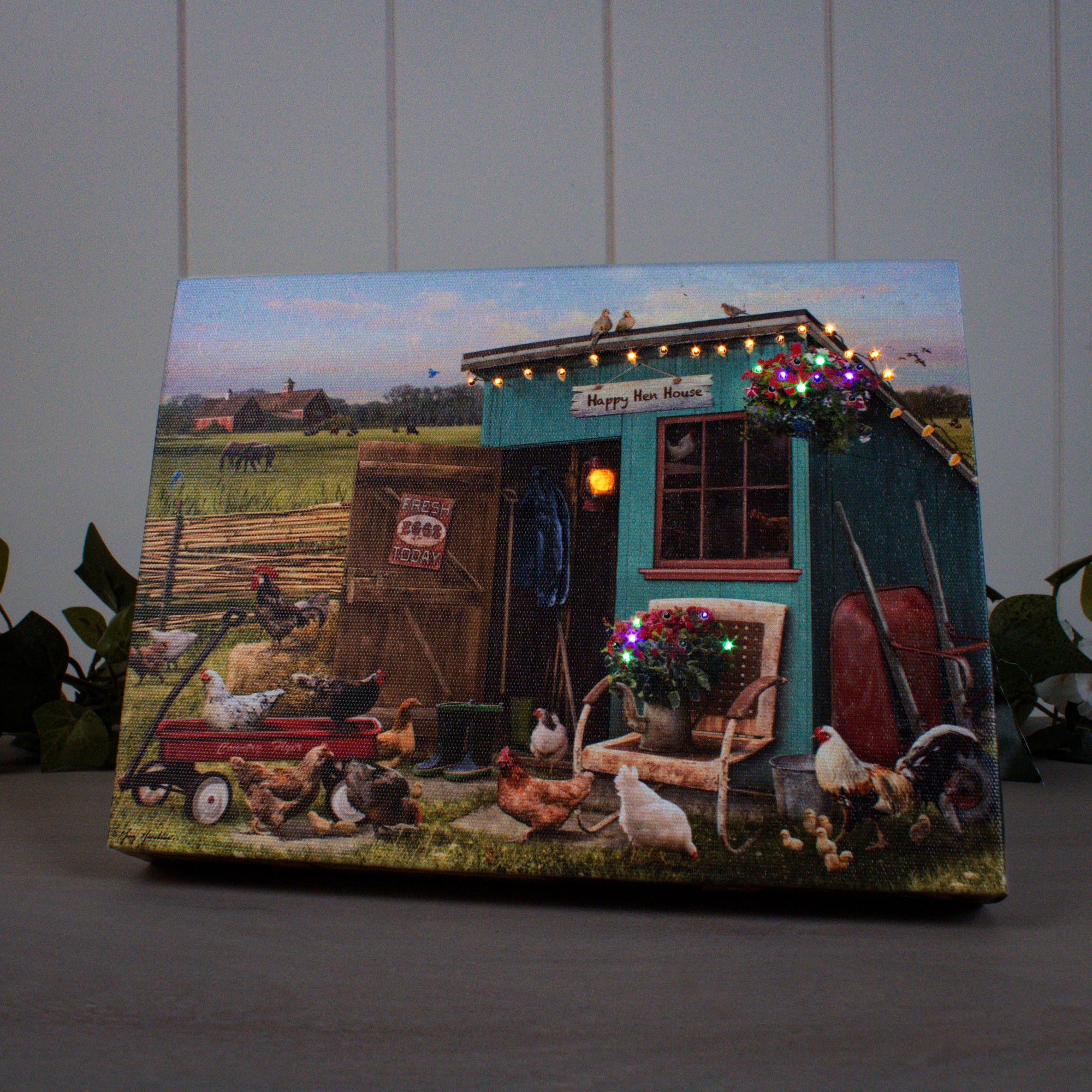 Happy Hen House 8x6 Lighted Tabletop Canvas