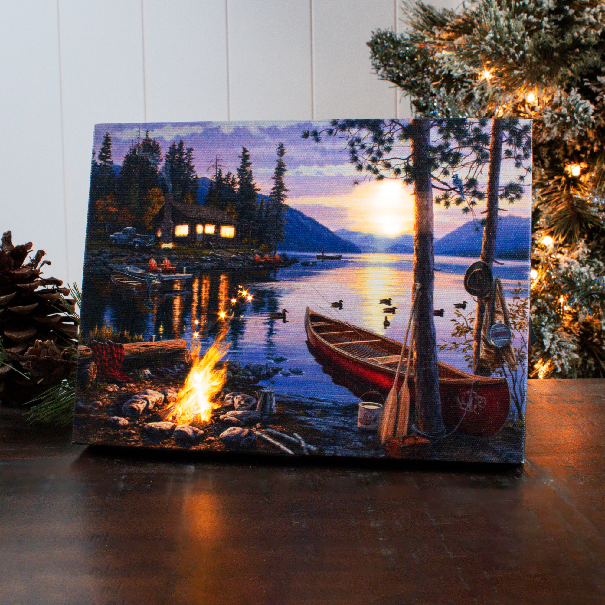 Mountain Retreat 8x6 Lighted Tabletop Canvas