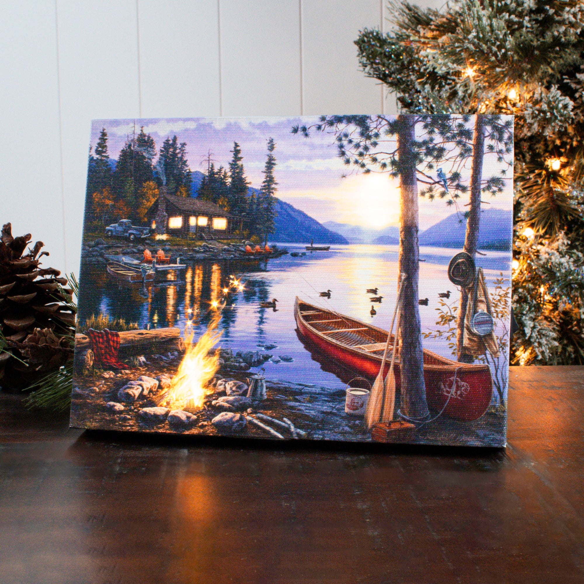 Mountain Retreat 8x6 Lighted Tabletop Canvas