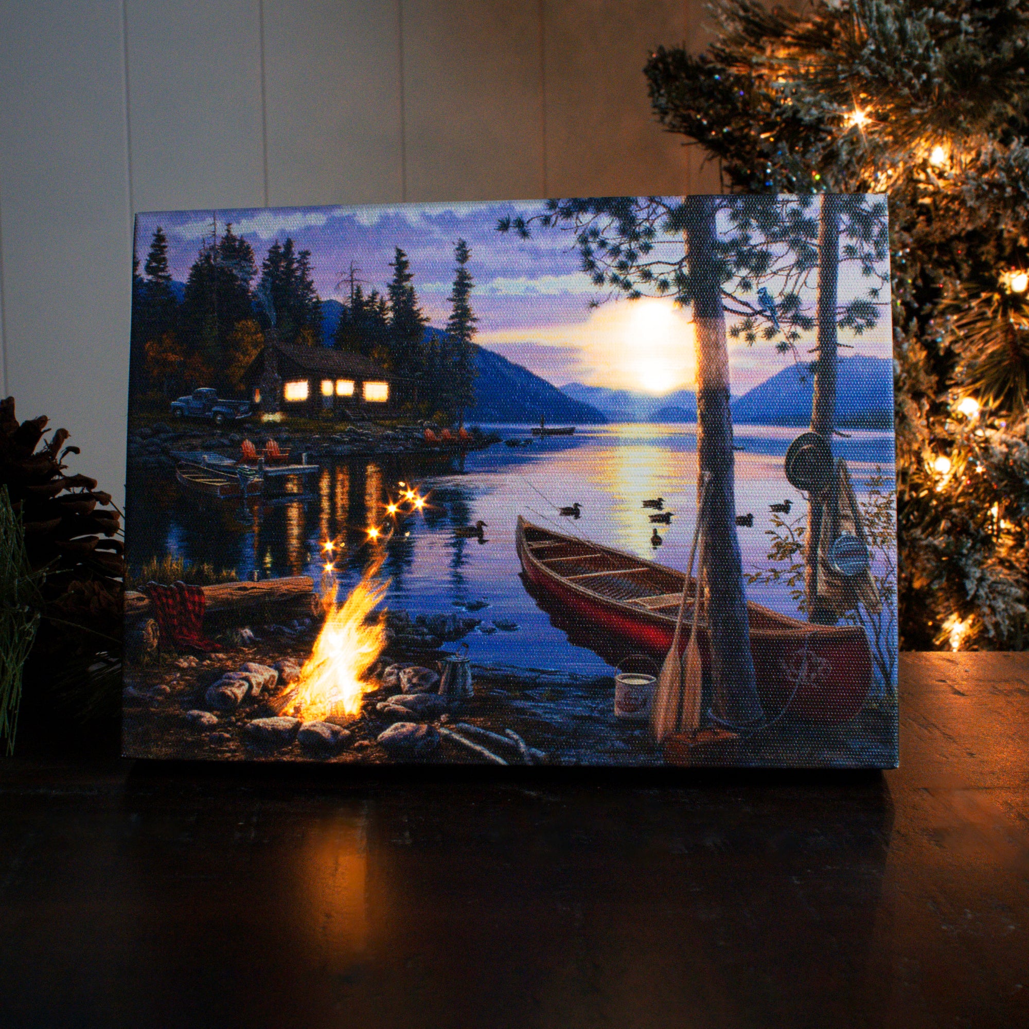 Mountain Retreat 8x6 Lighted Tabletop Canvas