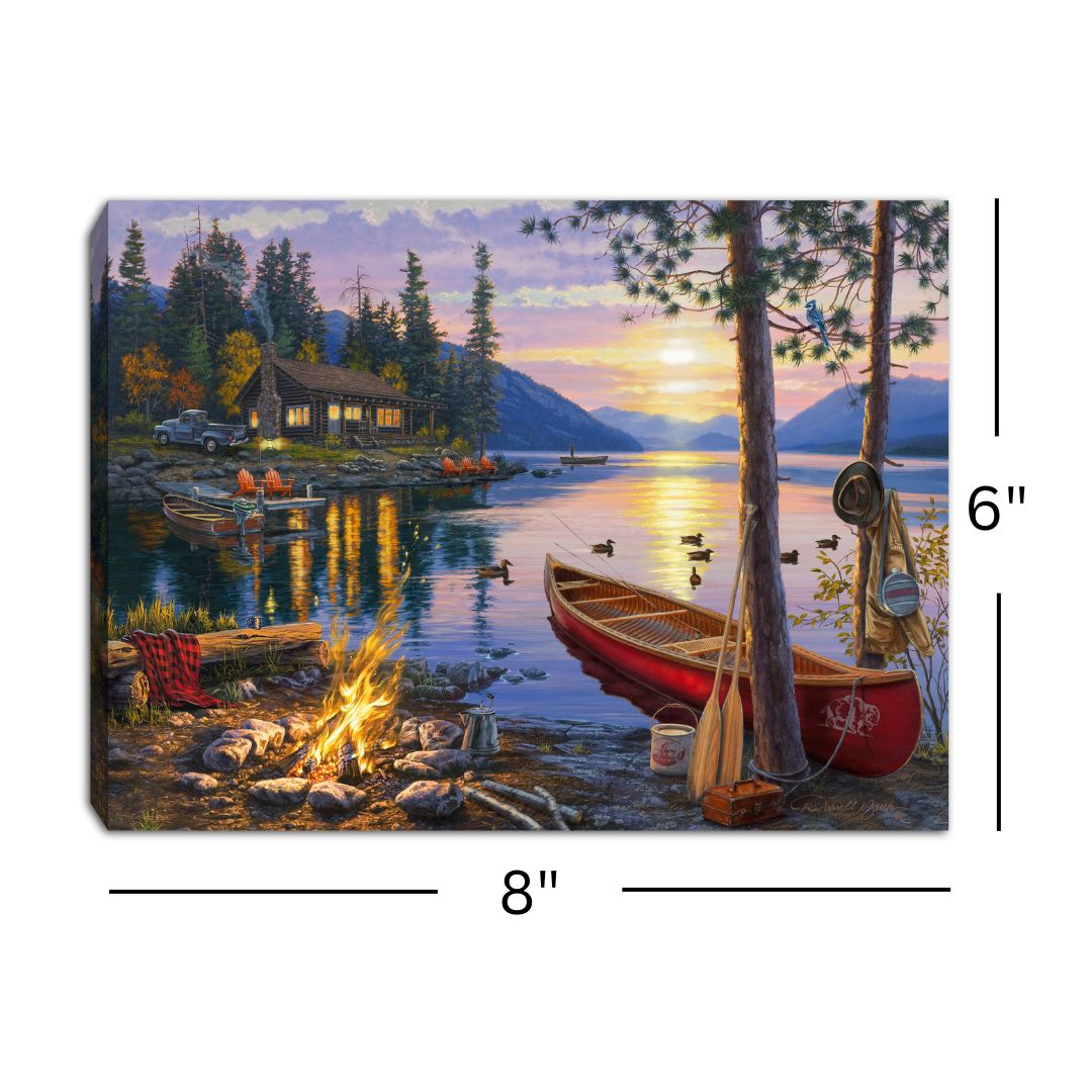 Mountain Retreat 8x6 Lighted Tabletop Canvas