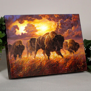 Running Buffalo 8x6 Lighted Tabletop Canvas