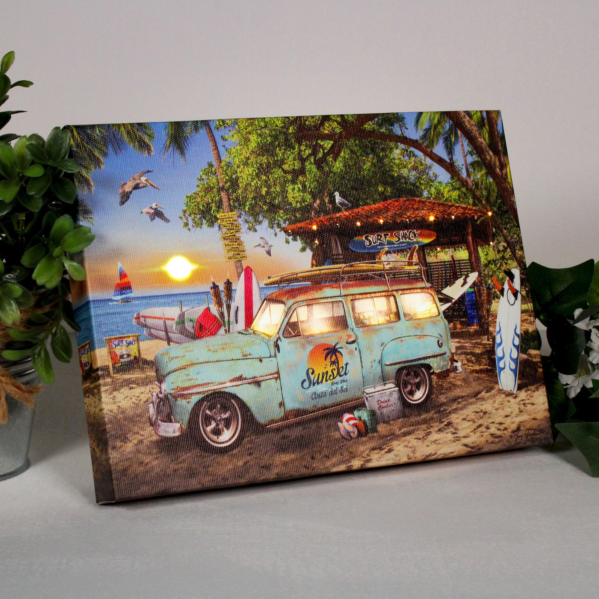 Surf Shack 8x6 Lighted Tabletop Canvas