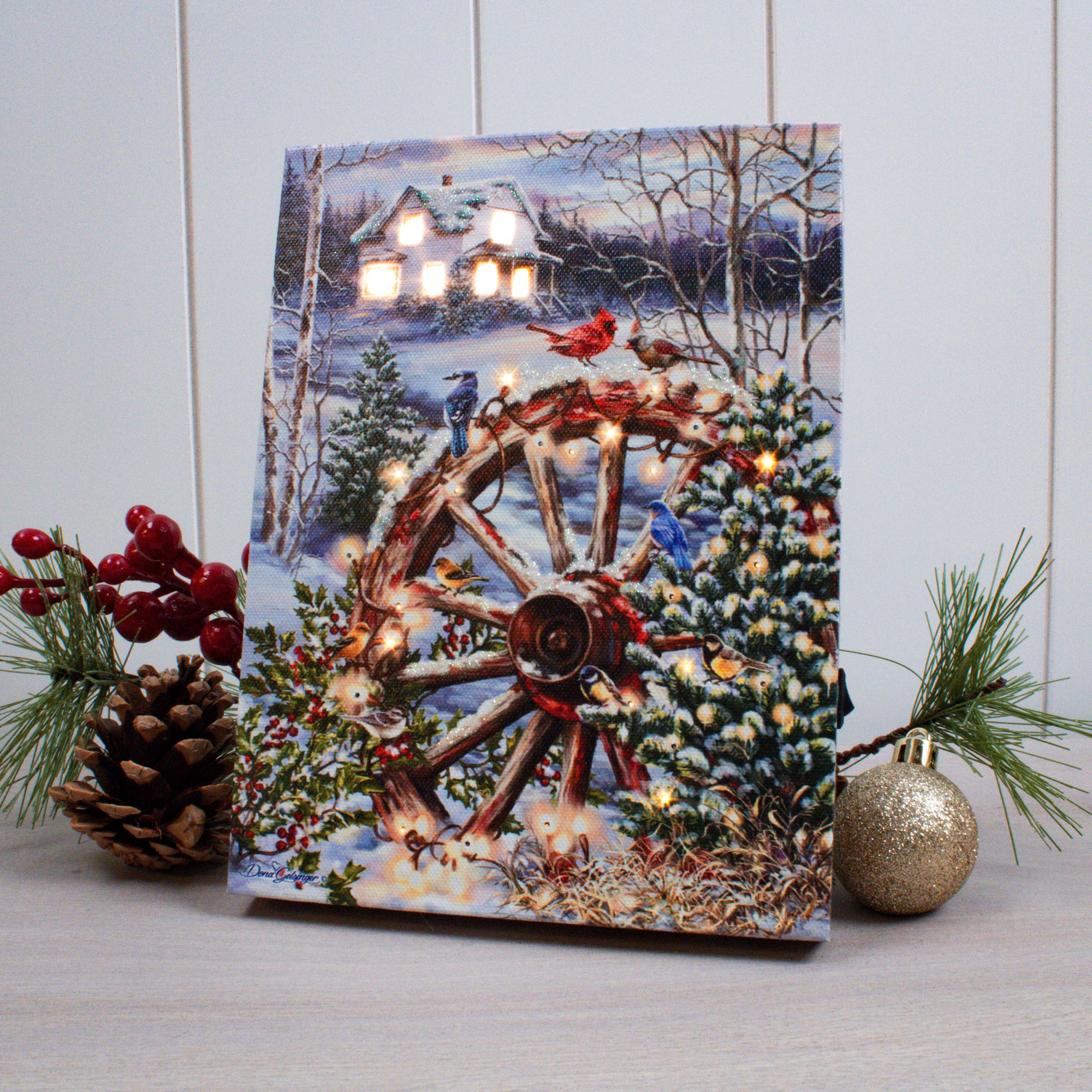 Christmas in the Country 8x6 Lighted Tabletop Canvas