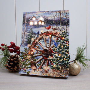 Christmas in the Country 8x6 Lighted Tabletop Canvas