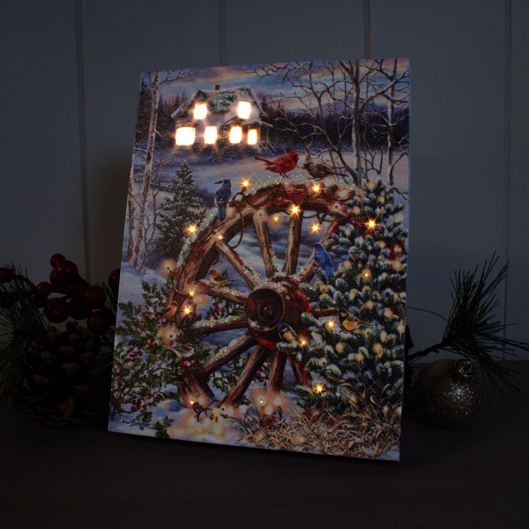 Christmas in the Country 8x6 Lighted Tabletop Canvas