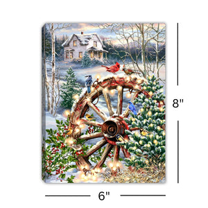 Christmas in the Country 8x6 Lighted Tabletop Canvas