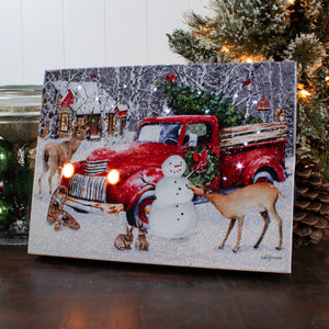 Christmas Truck 8x6 Lighted Tabletop Canvas