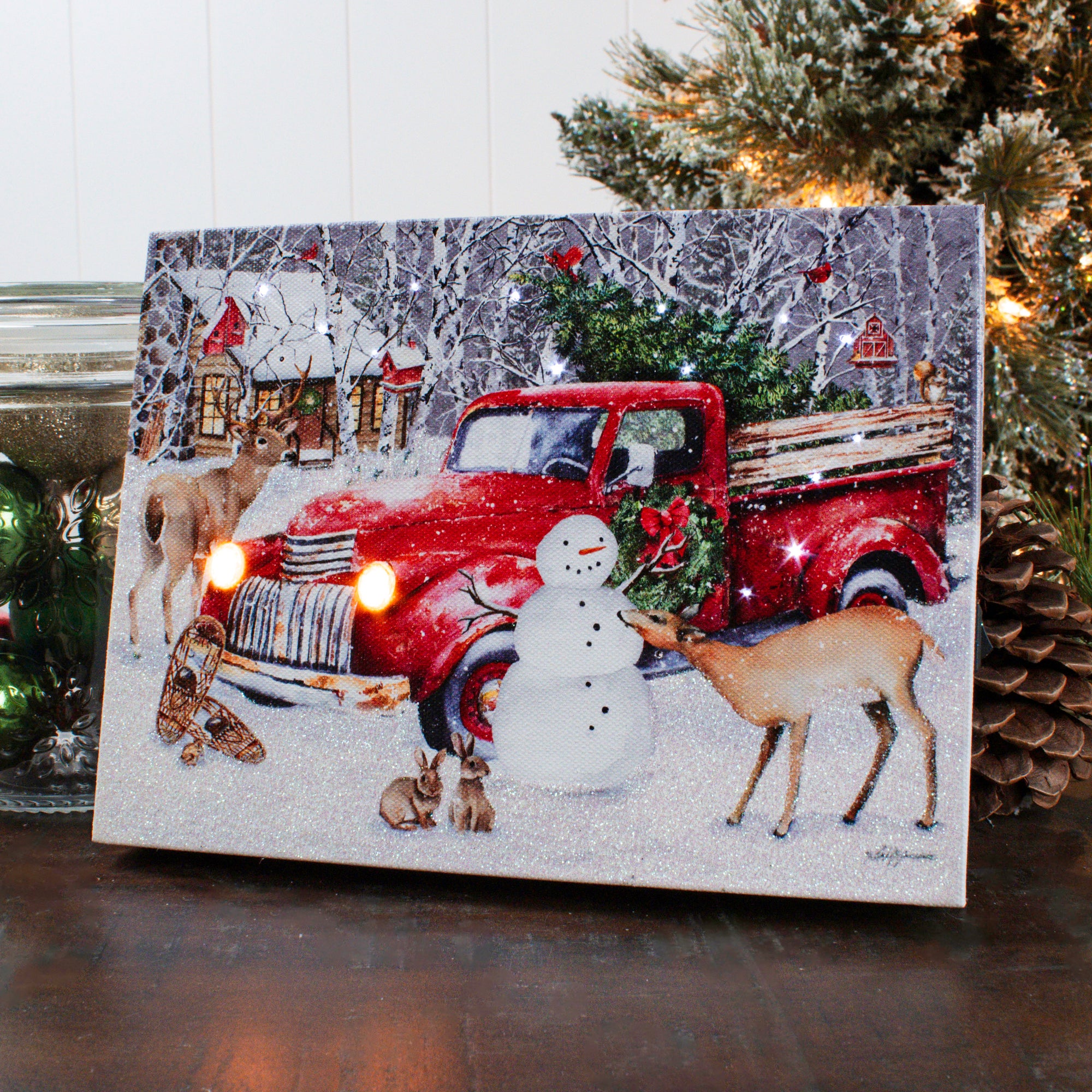 Christmas Truck 8x6 Lighted Tabletop Canvas