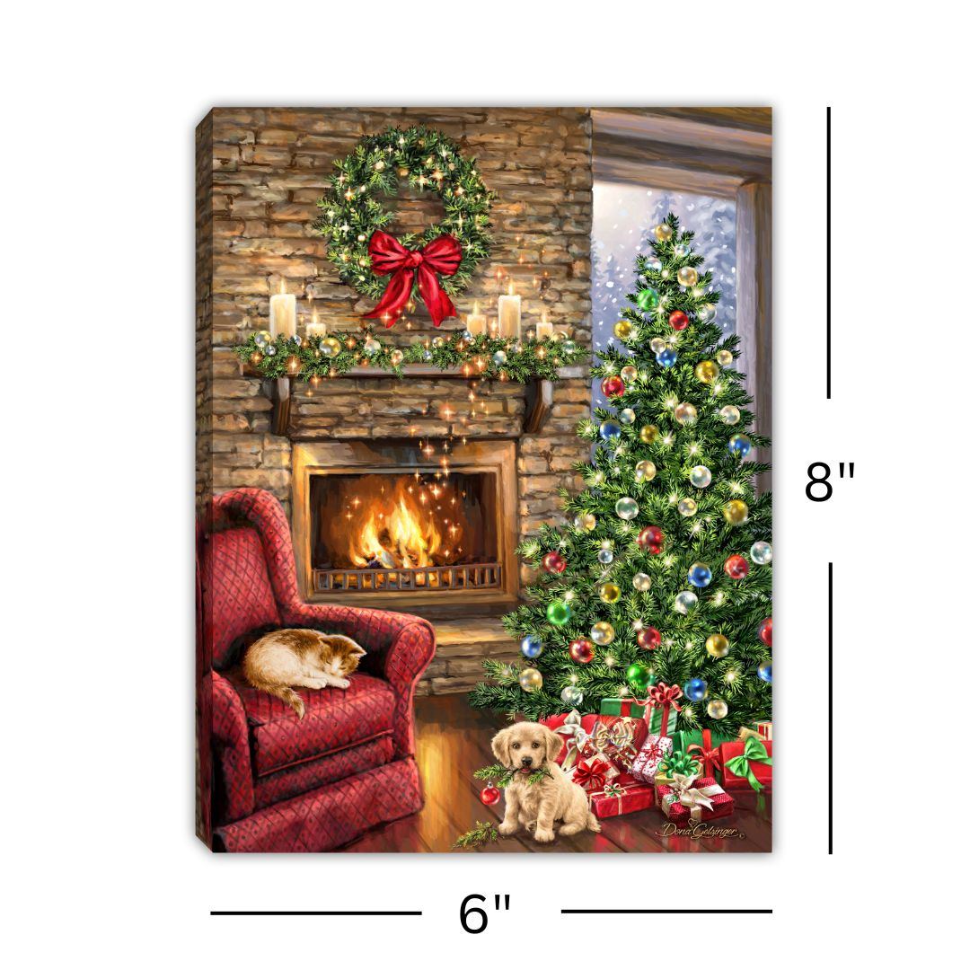 Fireside Christmas 8x6 Lighted Tabletop Canvas