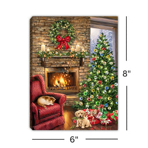 Fireside Christmas 8x6 Lighted Tabletop Canvas