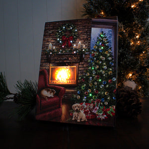 Fireside Christmas 8x6 Lighted Tabletop Canvas