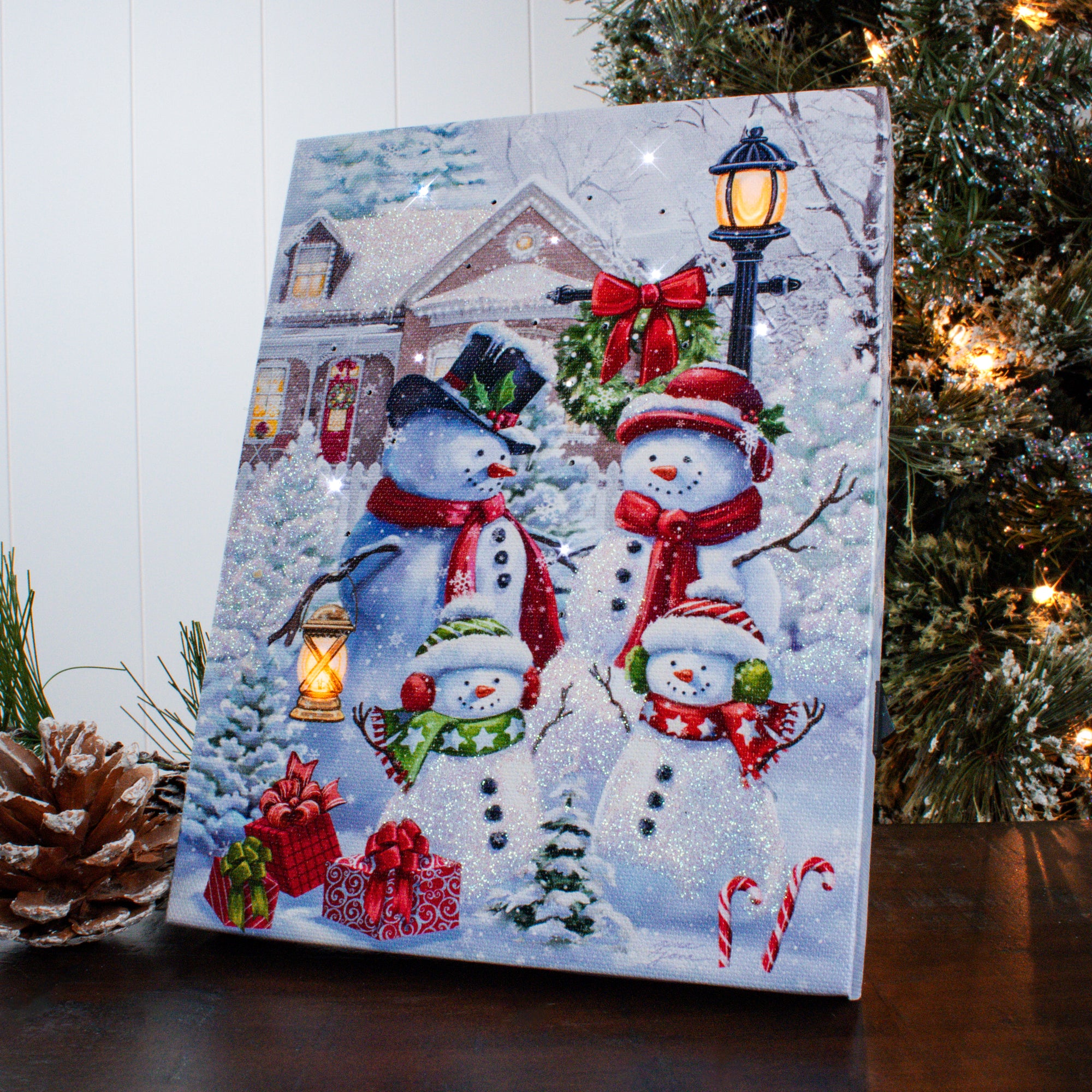 Frosty Family Fun 8x6 Lighted Tabletop Canvas