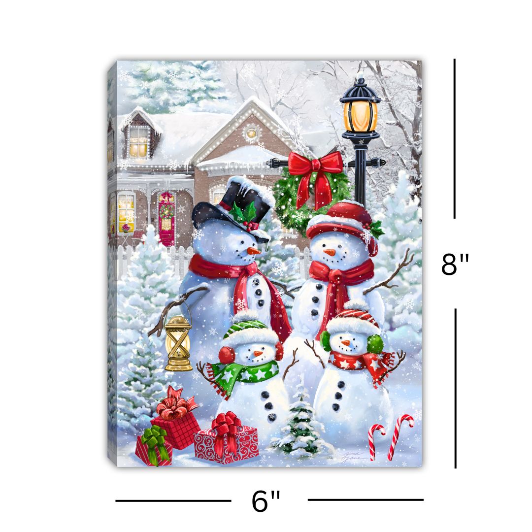 Frosty Family Fun 8x6 Lighted Tabletop Canvas