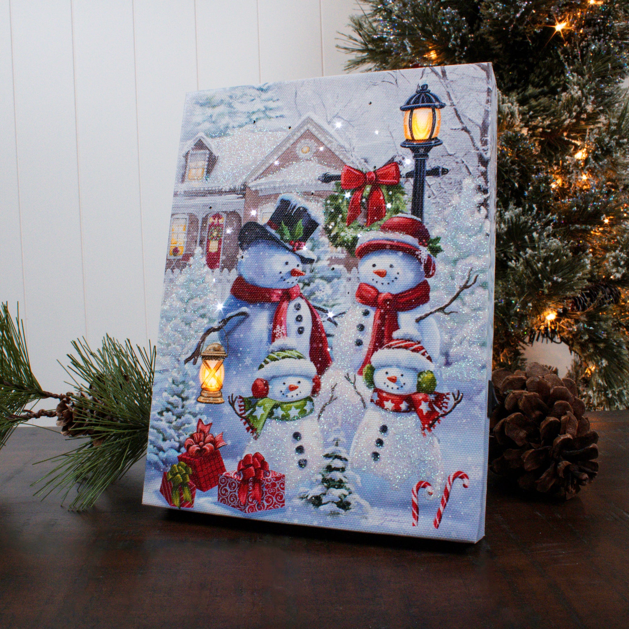Frosty Family Fun 8x6 Lighted Tabletop Canvas