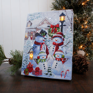 Frosty Family Fun 8x6 Lighted Tabletop Canvas