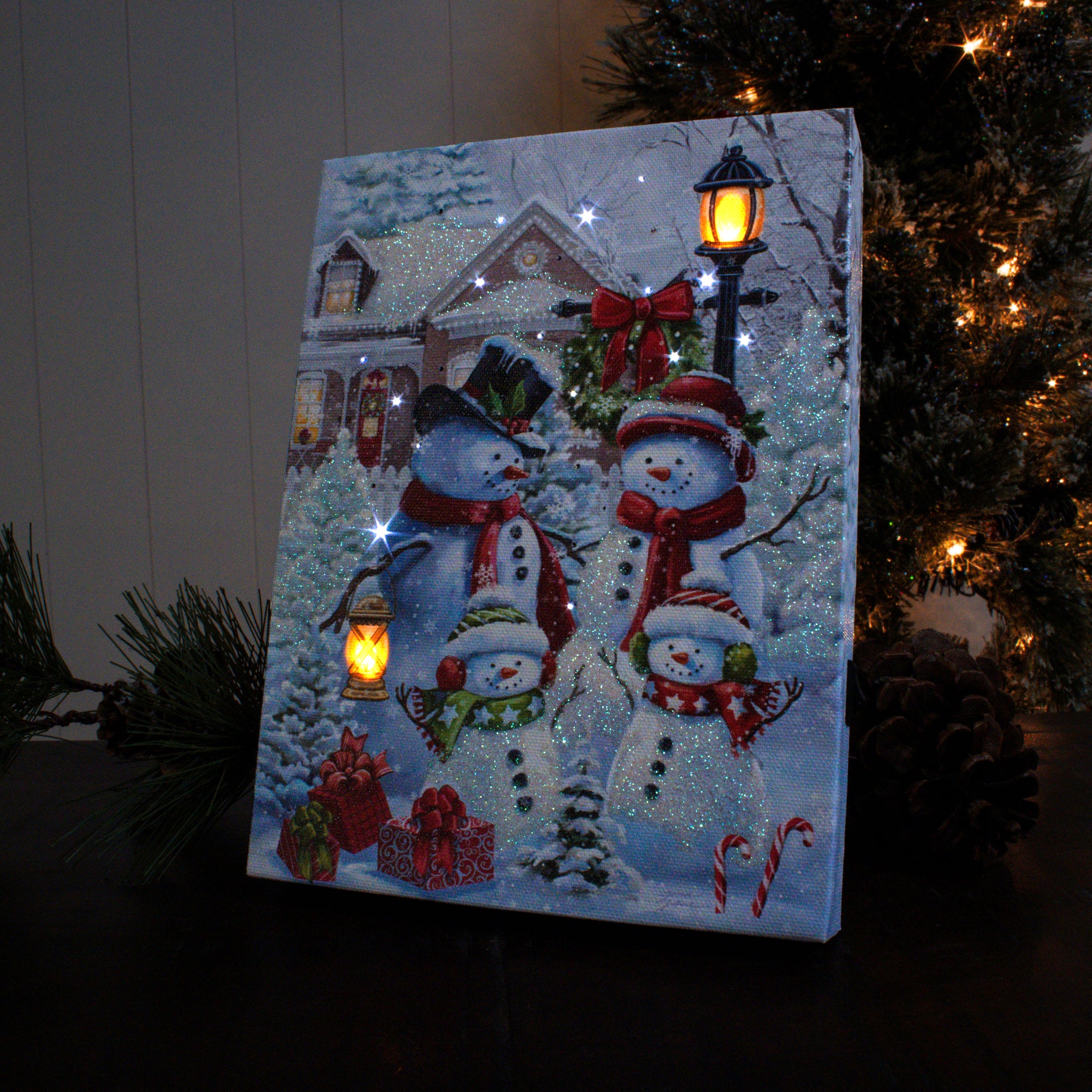 Frosty Family Fun 8x6 Lighted Tabletop Canvas