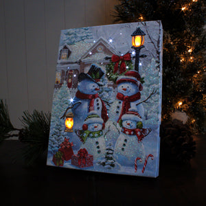 Frosty Family Fun 8x6 Lighted Tabletop Canvas