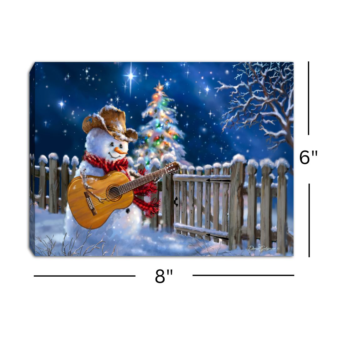 Guitar Snowman 8x6 Lighted Tabletop Canvas