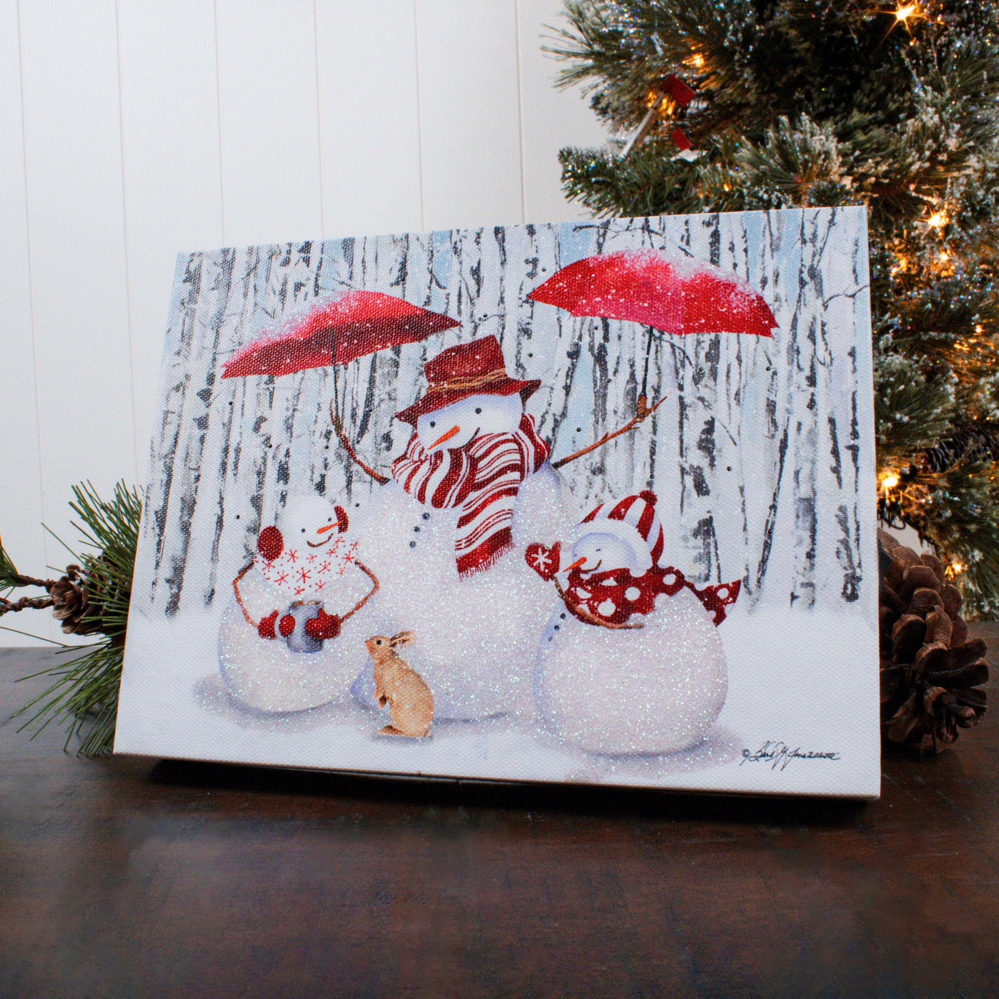 Hello Winter 8x6 Lighted Tabletop Canvas