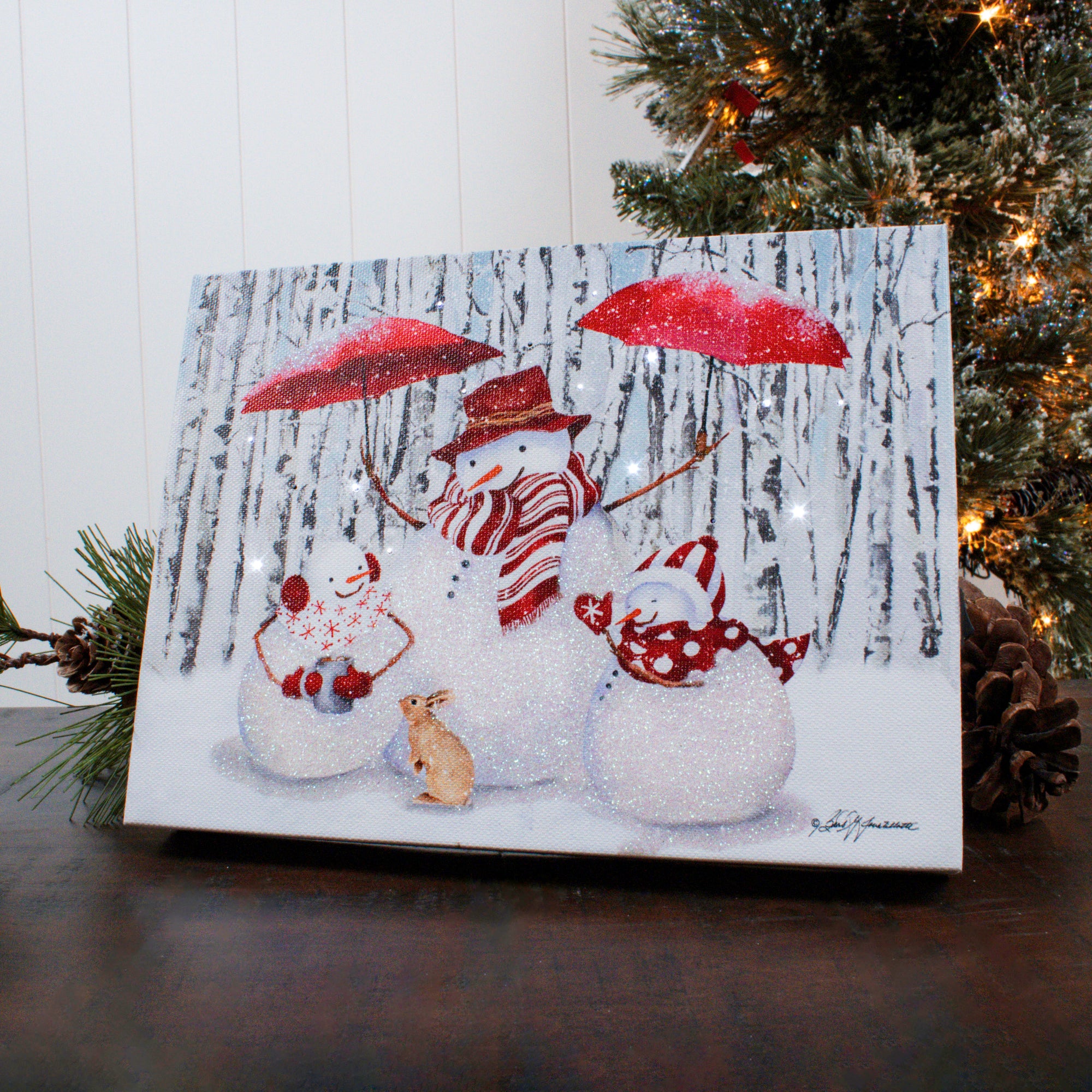 Hello Winter 8x6 Lighted Tabletop Canvas