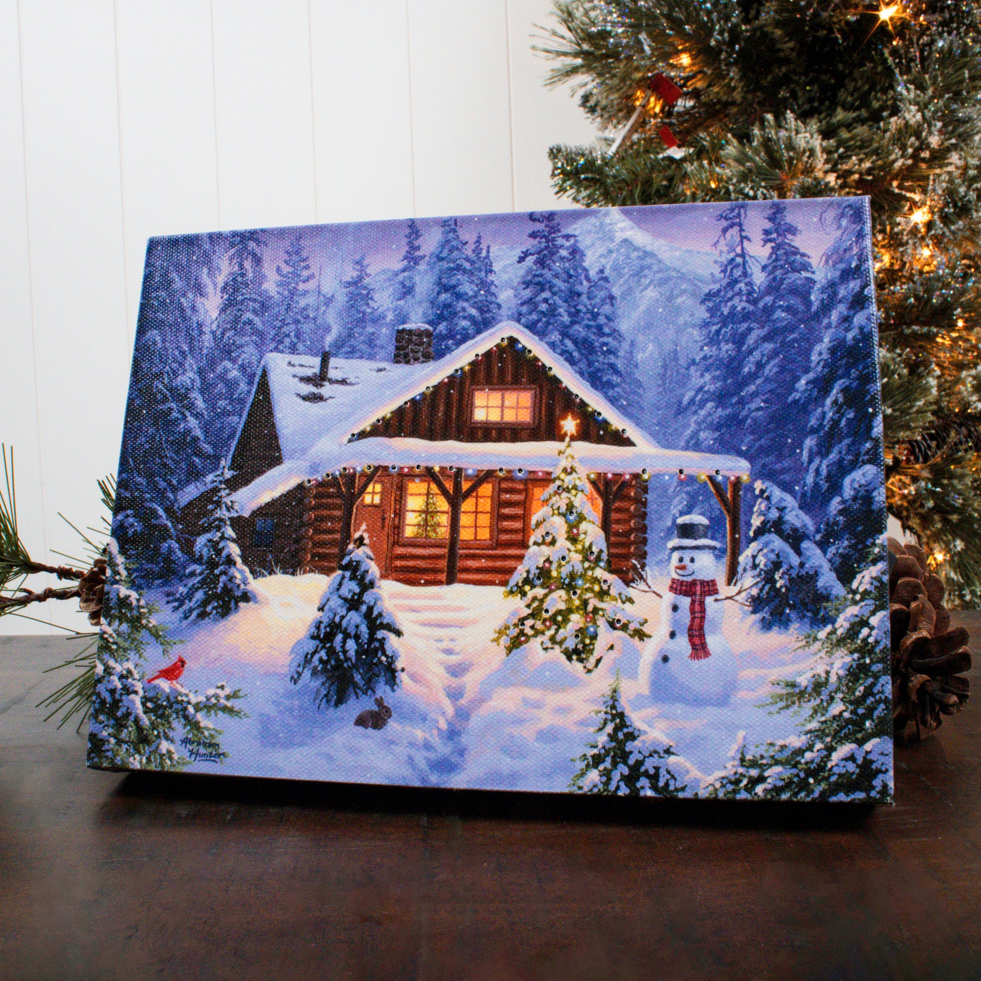 Holiday Retreat 8x6 Lighted Tabletop Canvas