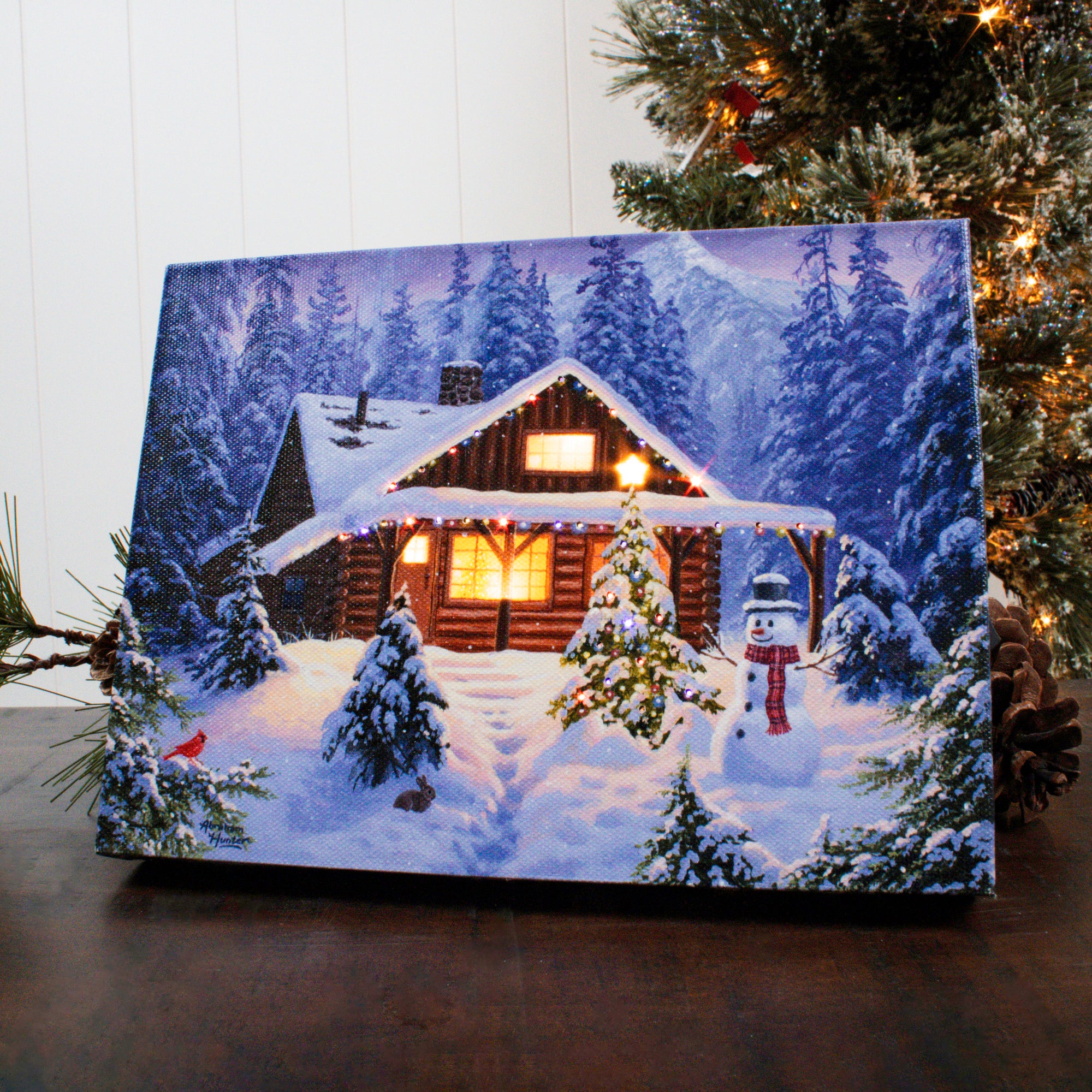 Holiday Retreat 8x6 Lighted Tabletop Canvas
