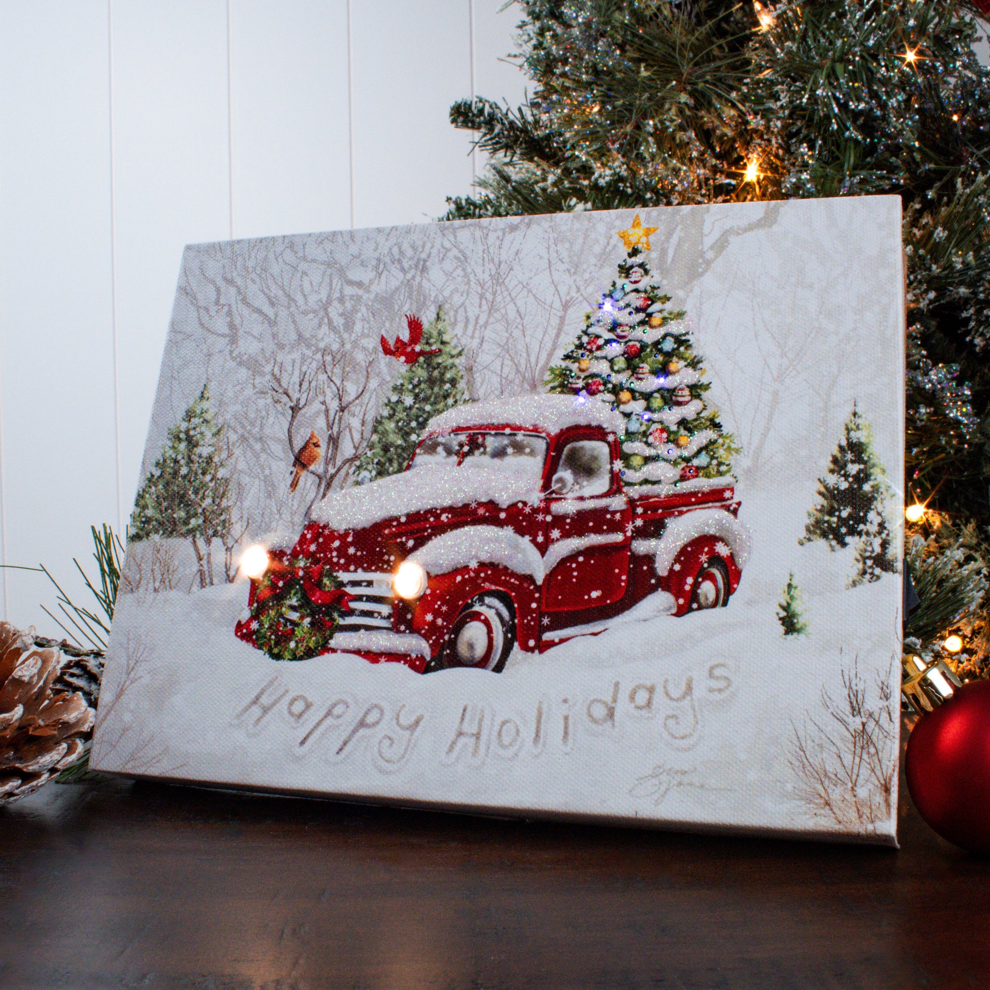 Holiday Tree 8x6 Lighted Tabletop Canvas