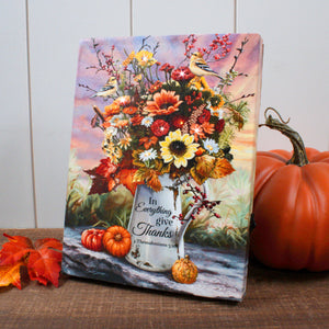 Give Thanks Flowers 8x6 Lighted Tabletop Canvas