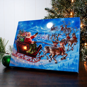 Santa's Magical Flight 8x6 Lighted Tabletop Canvas