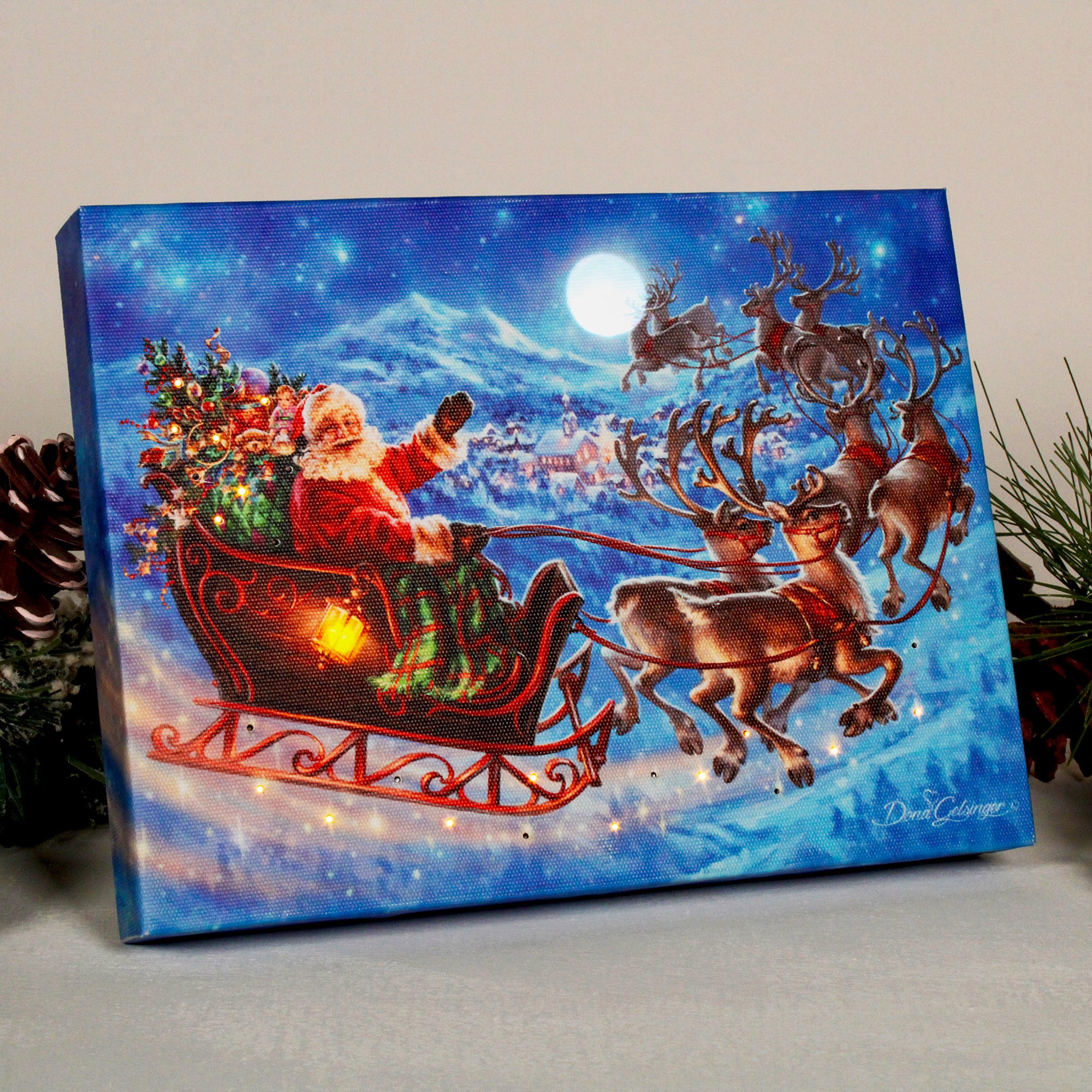 Santa's Magical Flight 8x6 Lighted Tabletop Canvas