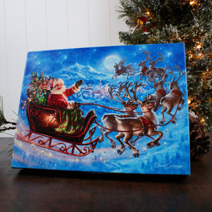 Santa's Magical Flight 8x6 Lighted Tabletop Canvas