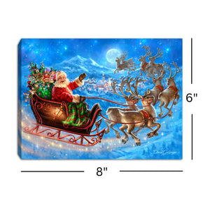 Santa's Magical Flight 8x6 Lighted Tabletop Canvas