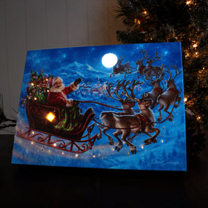 Santa's Magical Flight 8x6 Lighted Tabletop Canvas