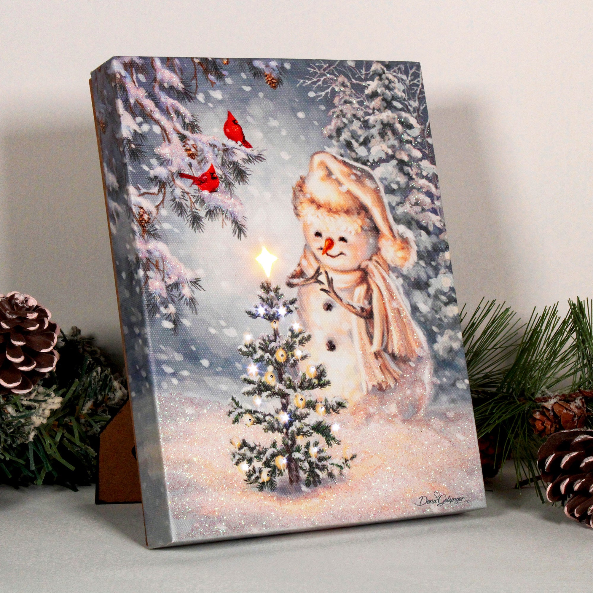 Snowman Christmas 8x6 Lighted Tabletop Canvas