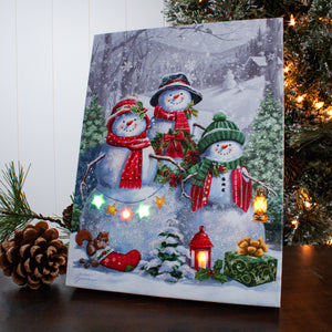 Snowman Friends 8x6 Lighted Tabletop Canvas