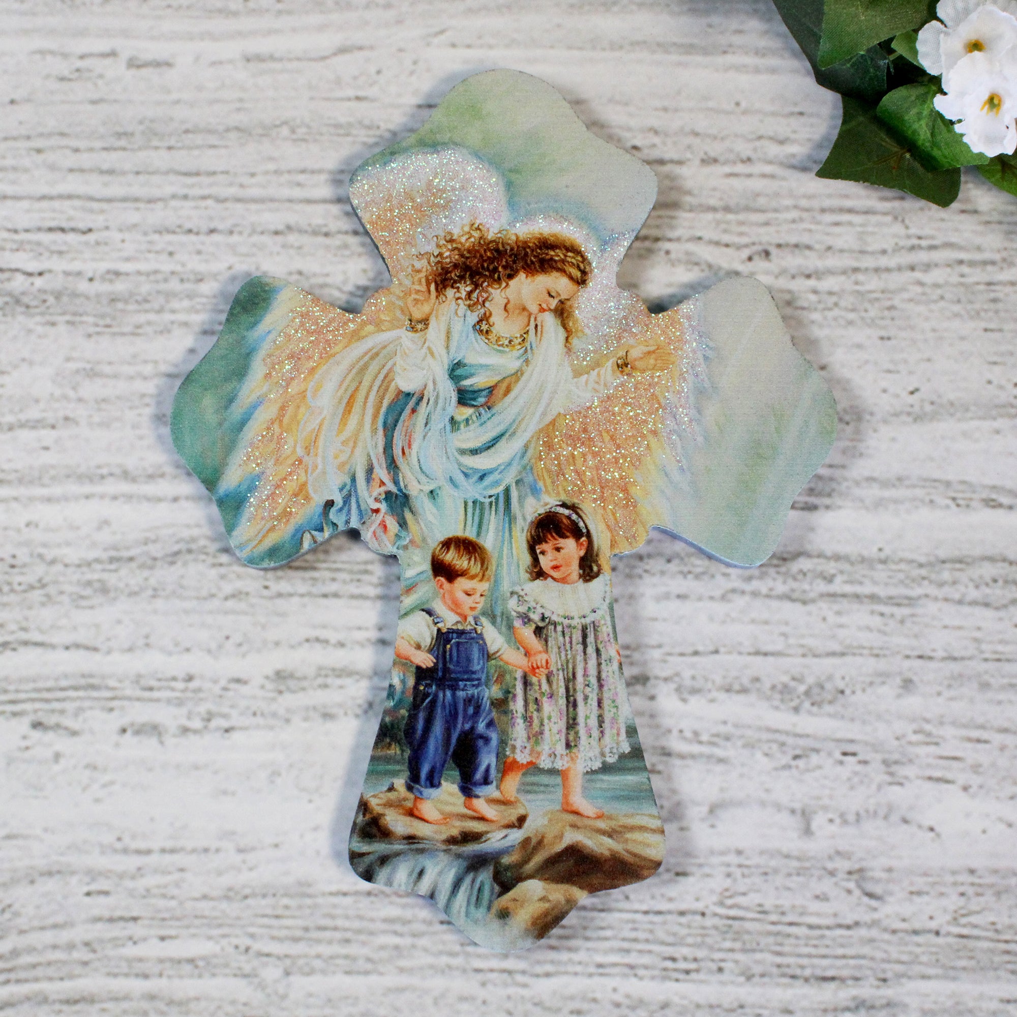 Guardian Angel Wooden Cross