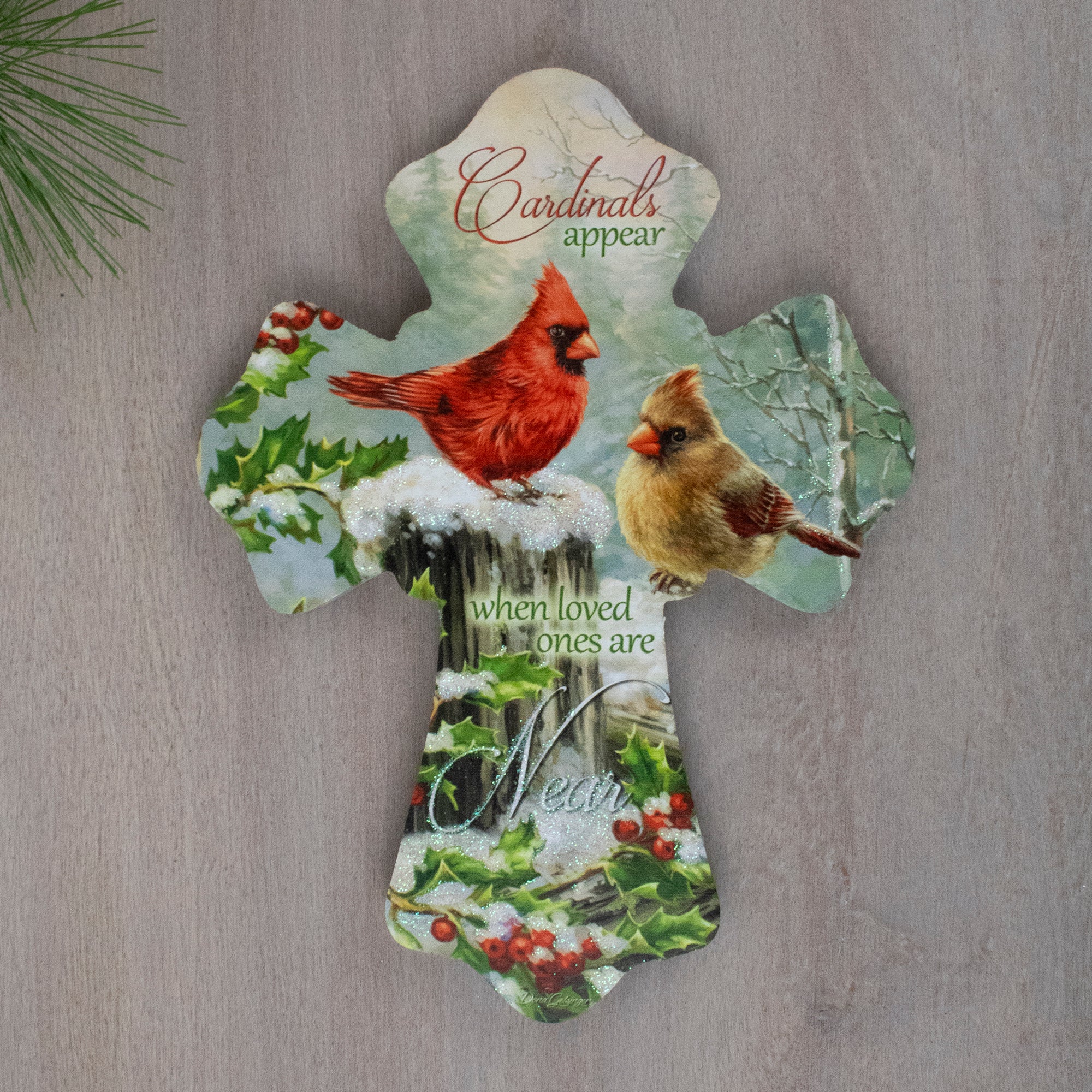 Holly Cardinals Wooden Cross