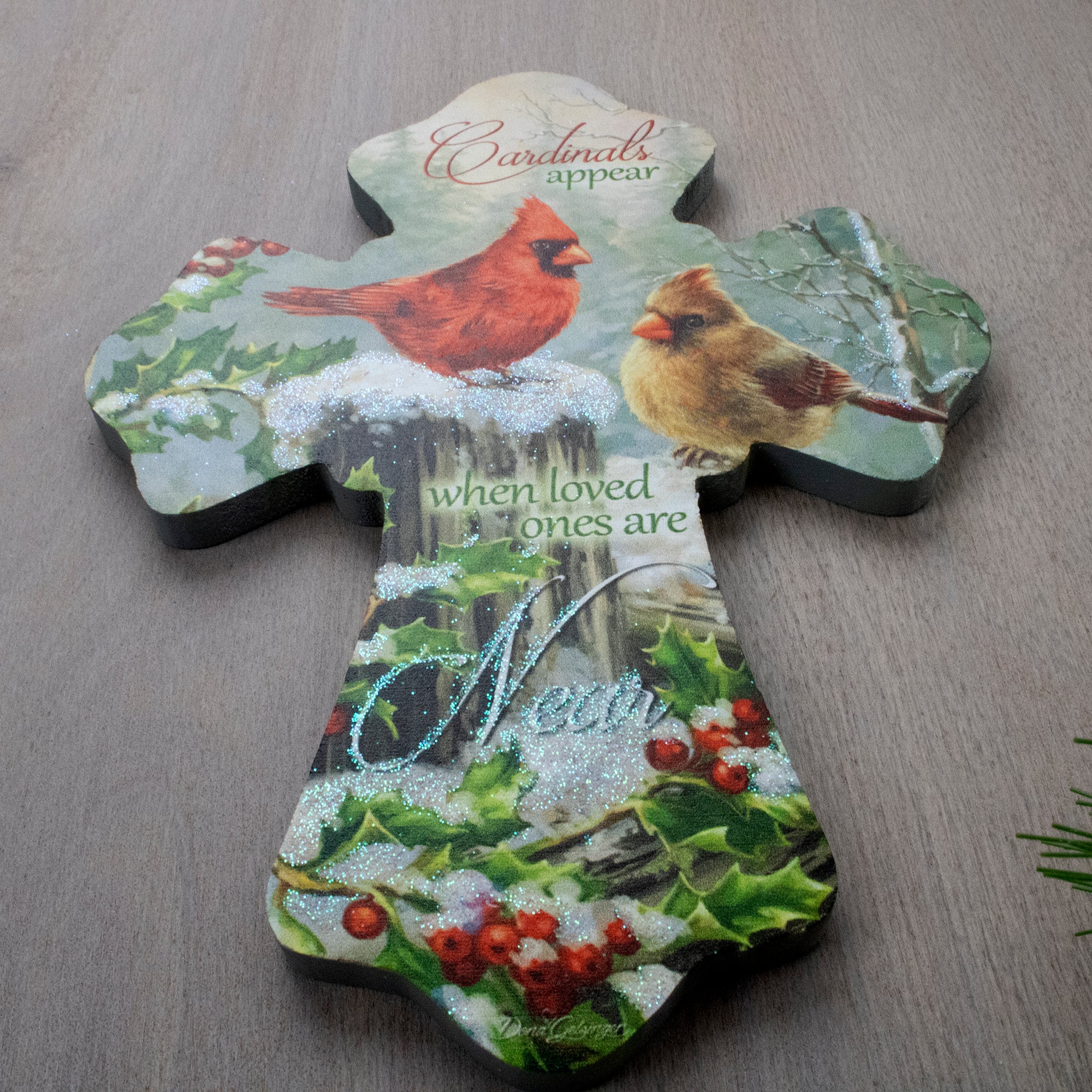 Holly Cardinals Wooden Cross