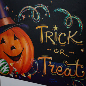 Trick or Treat Wooden Sign with Rope Hanger