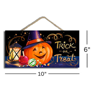 Trick or Treat Wooden Sign with Rope Hanger