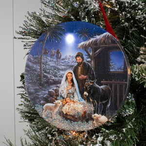 A Savior Is Born LED Nativity Ornament – Lighted Christmas Tree Decoration