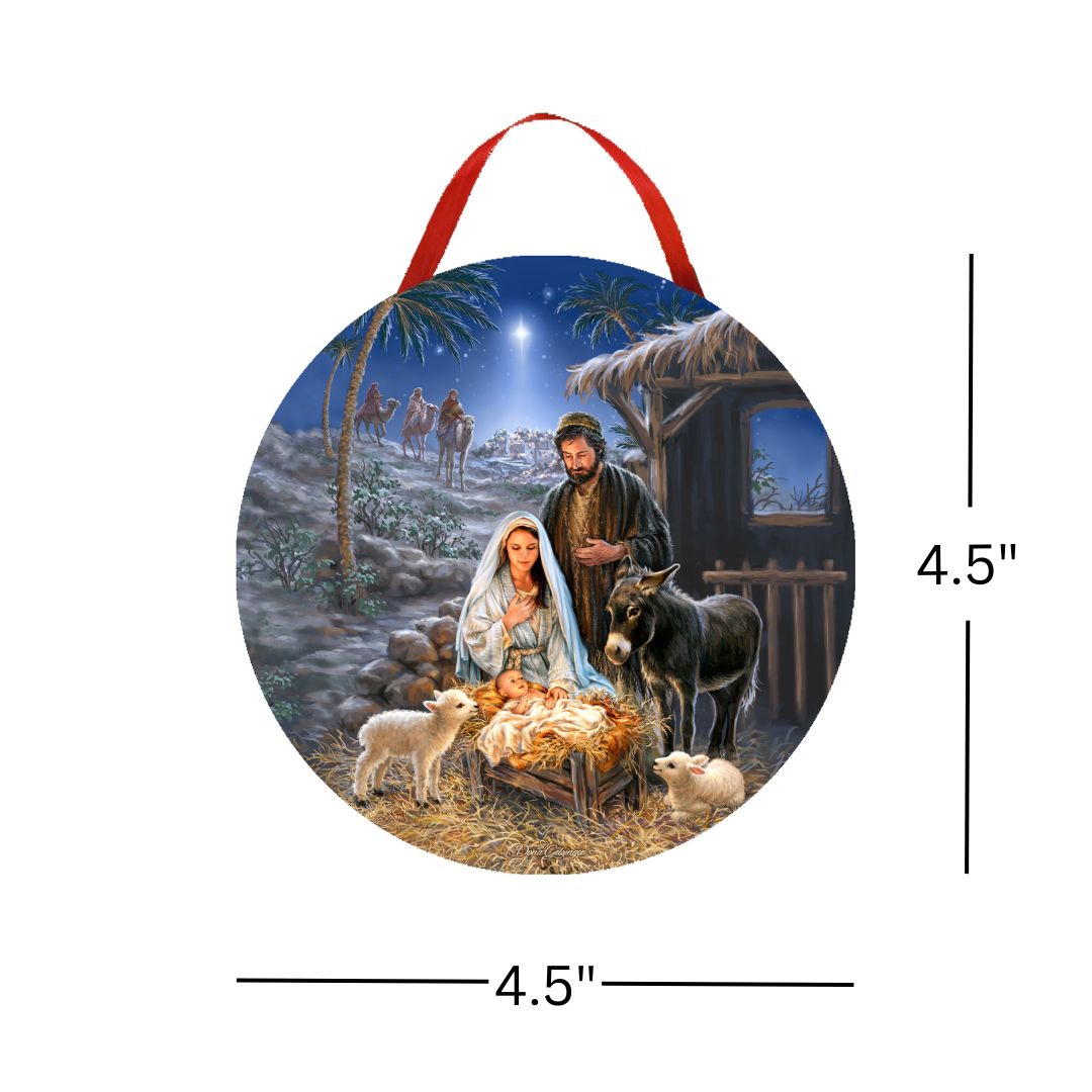 A Savior Is Born LED Nativity Ornament – Lighted Christmas Tree Decoration