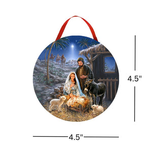 A Savior Is Born LED Nativity Ornament – Lighted Christmas Tree Decoration