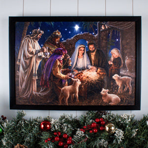 The Nativity 14x20 Framed Fiber Optic
