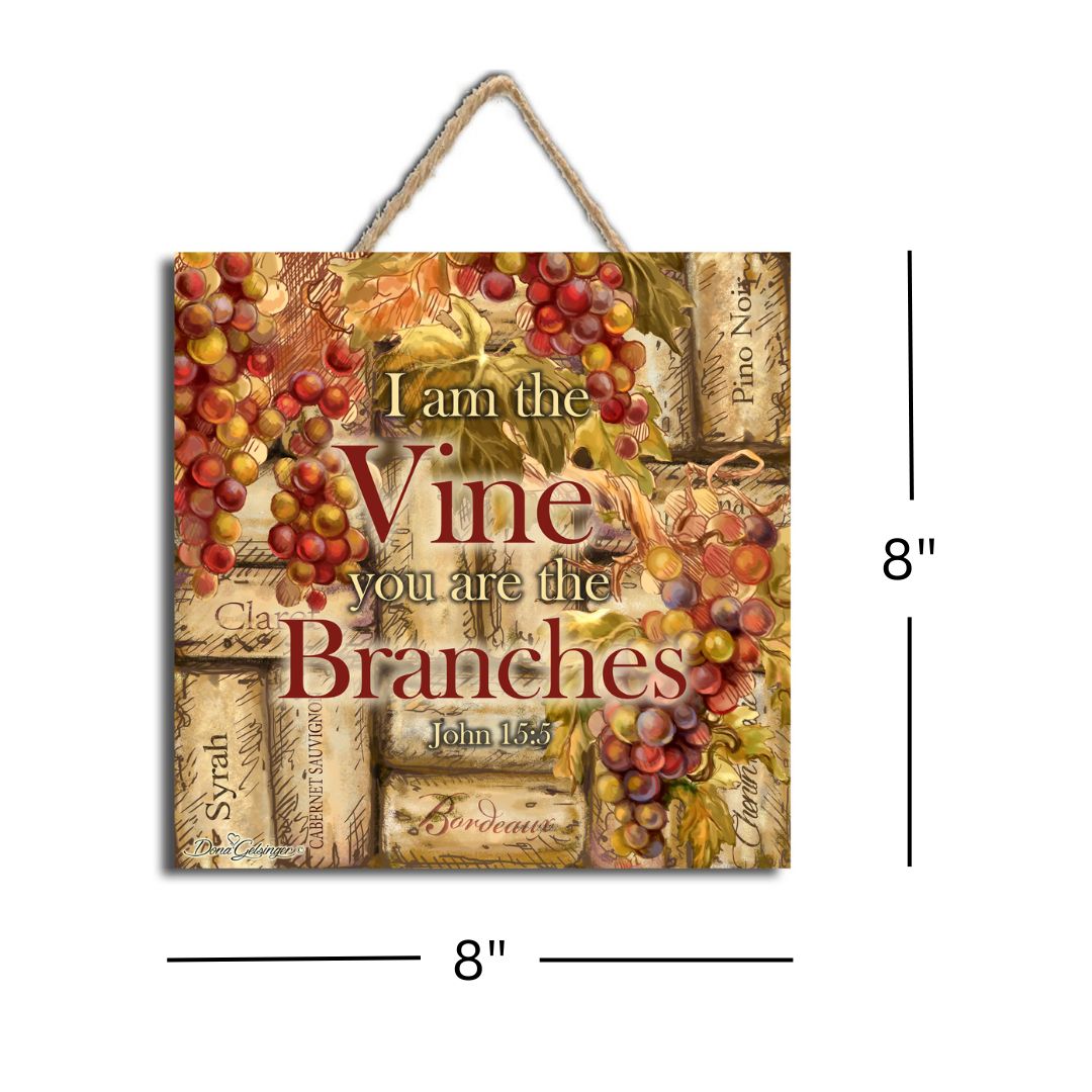 Corks and Vines Wooden Sign with Rope Hanger
