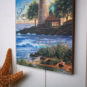 Lighthouse Wooden Sign with Rope Hanger