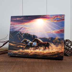 Wild Horses 8x6 Lighted Tabletop Canvas